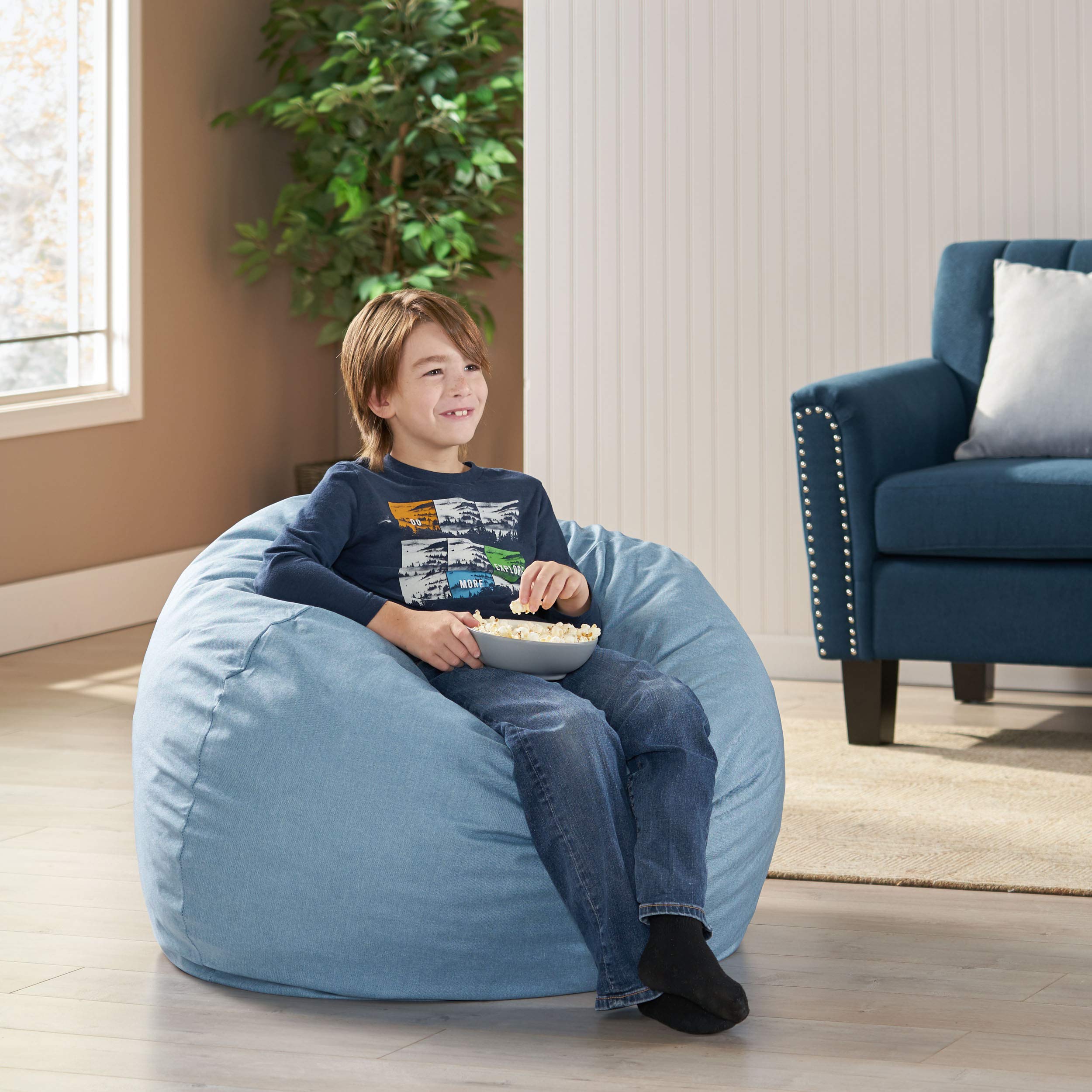 Christopher Knight Home Teal Bean Bag Chair - Ultra Soft & Comfortable for Kids, Teens & Adults - Perfect for Living Room, Bedroom, Dorm or Game Room