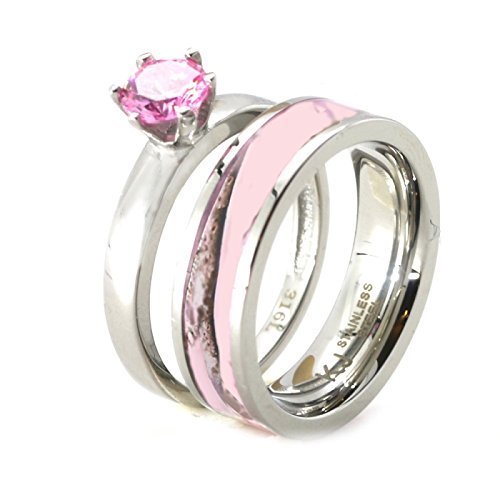 His & Hers 3-Piece Camo Wedding Rings Set - Stainless Steel & Titanium Engagement Bands for Couples - Perfect for Outdoor Weddings, Hunting Enthusiasts, and Military-Inspired Ceremonies