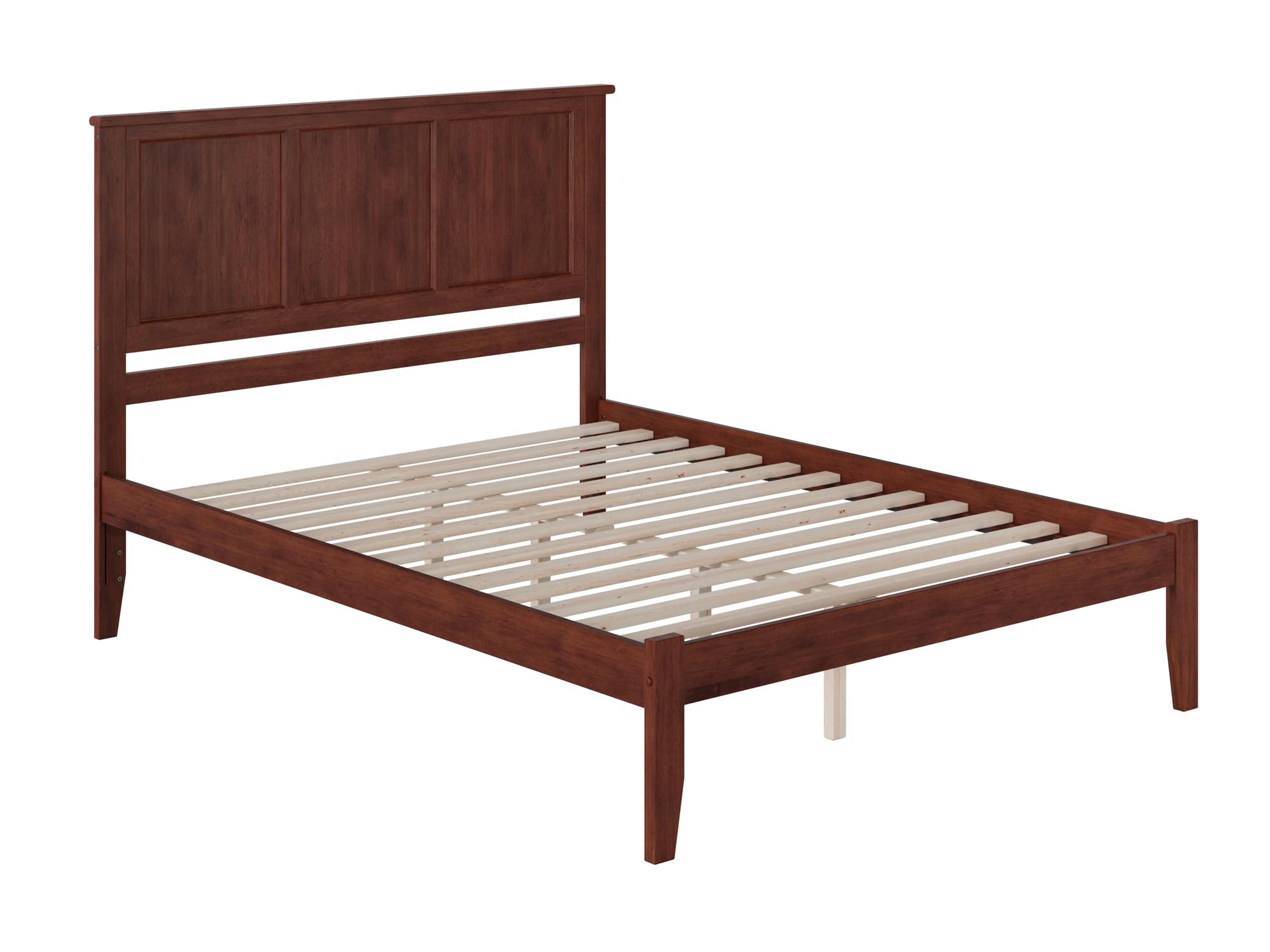 AFI Madison King Platform Bed with USB Charger - Walnut Finish Modern Bed Frame for Bedroom, Guest Room, or Master Suite