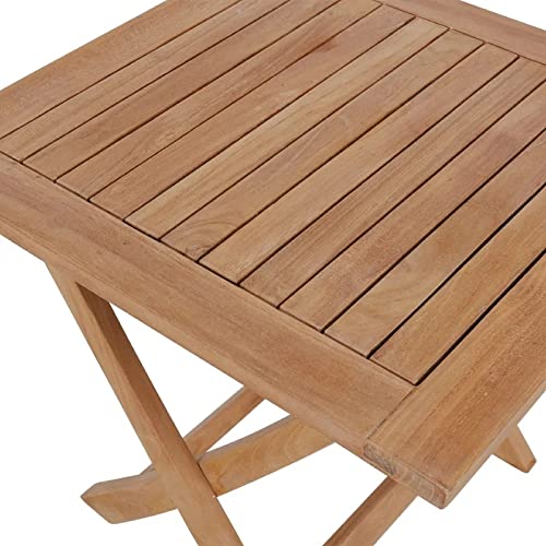 Eco-Friendly Folding Side Table for Patio - Solid Teak Wood Outdoor Foldable Dining Table | Portable Square Coffee Table for Backyard, Porch, Balcony & Garden | Perfect for Outdoor Entertaining, Relaxing & Small Space Living (Teak)