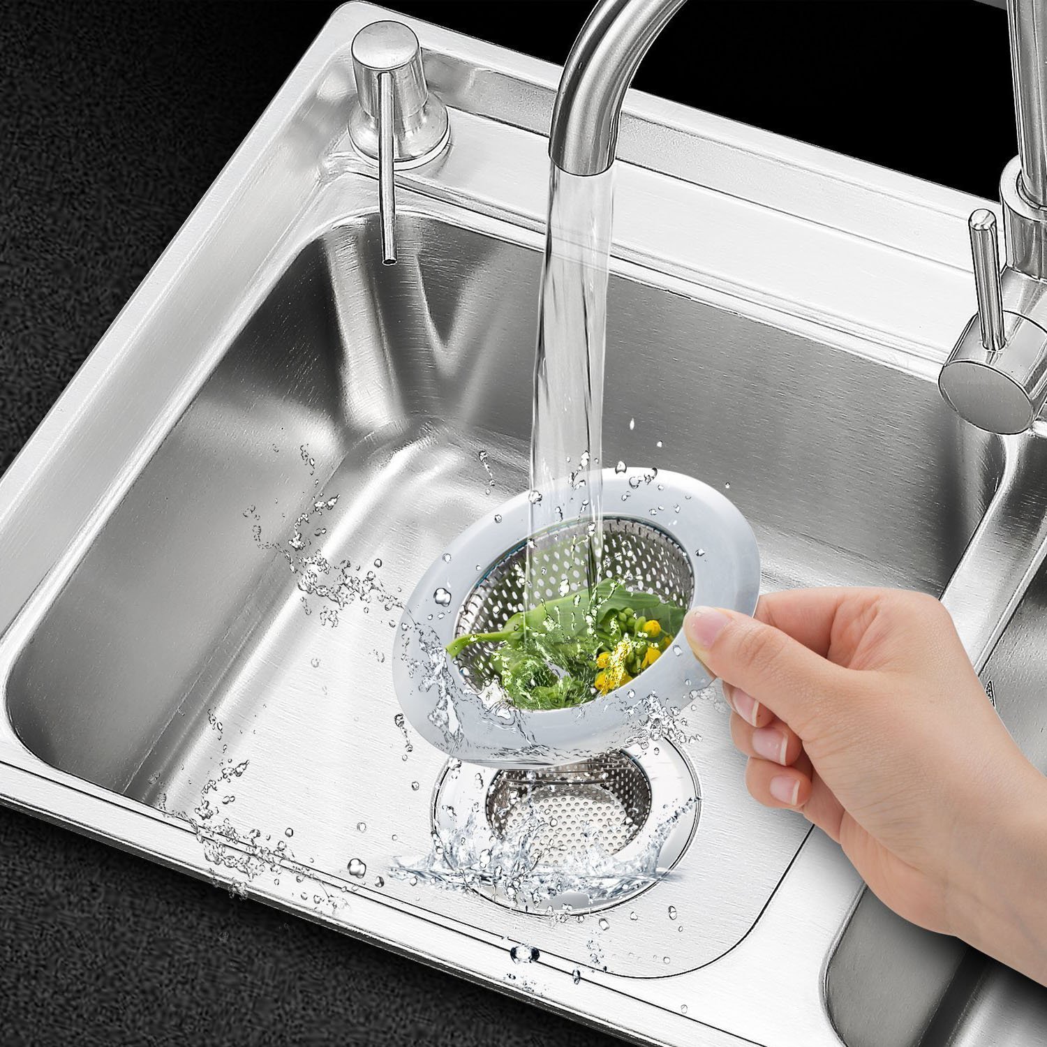 Heavy Duty Stainless Steel Kitchen Sink Strainer Stopper - 2 Pack (3