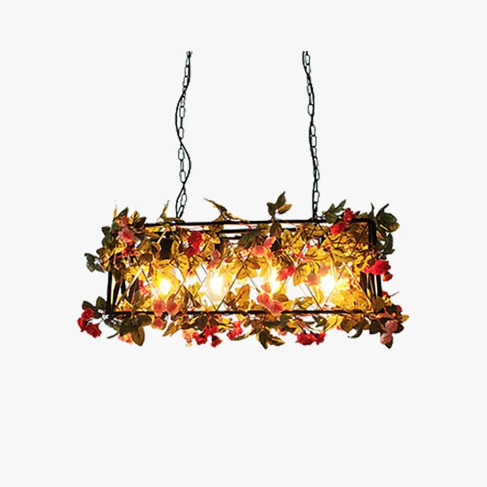 Vintage Rose Iron Frame Pendant Light - Elegant Farmhouse Ceiling Lighting for Dining Room, Kitchen, Bedroom & Living Room Decor