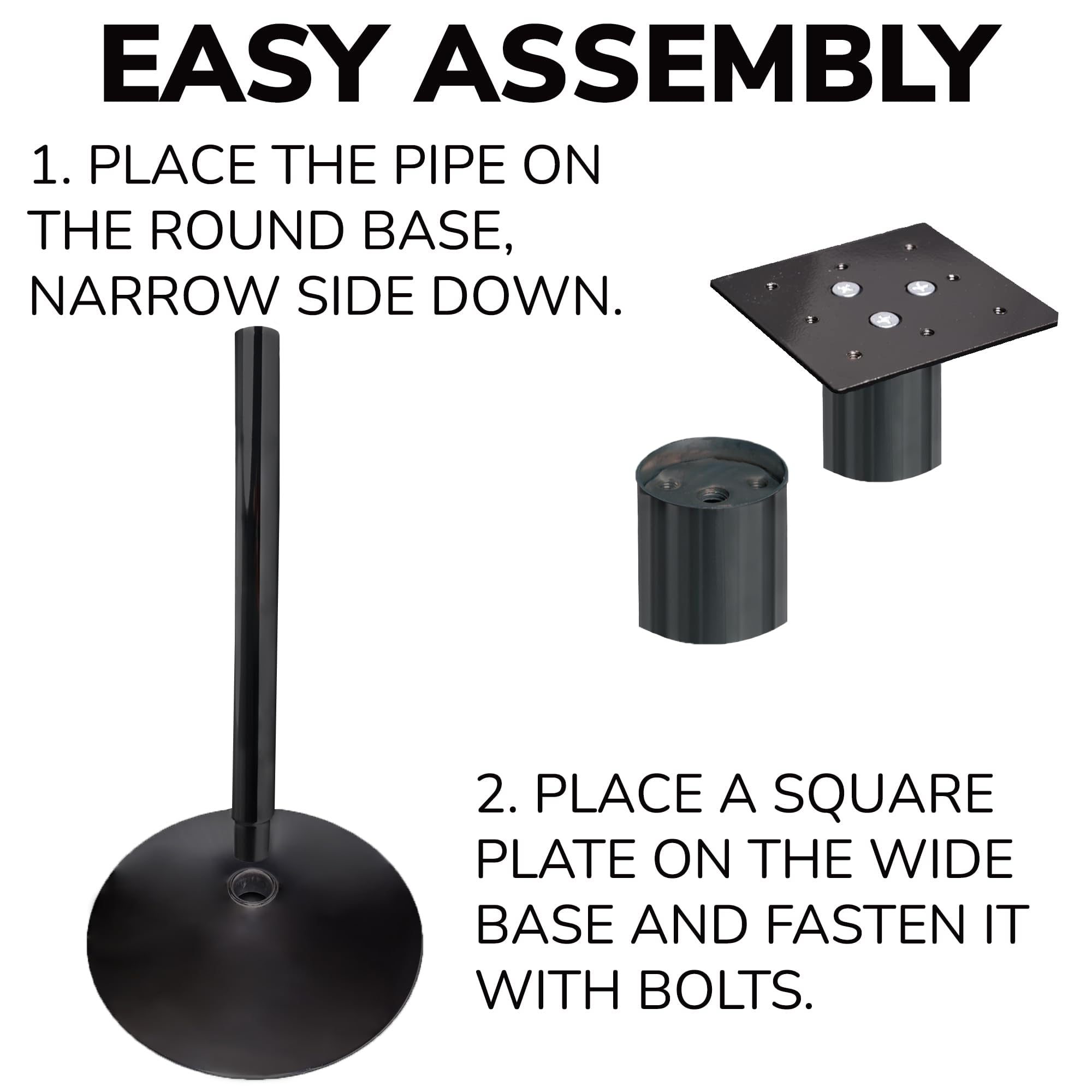Heavy Duty Metal Stand with Square Flange & Round Base for Candy/Gumball/Capsule Vending Machines - Perfect for Arcades, Malls, and Retail Stores