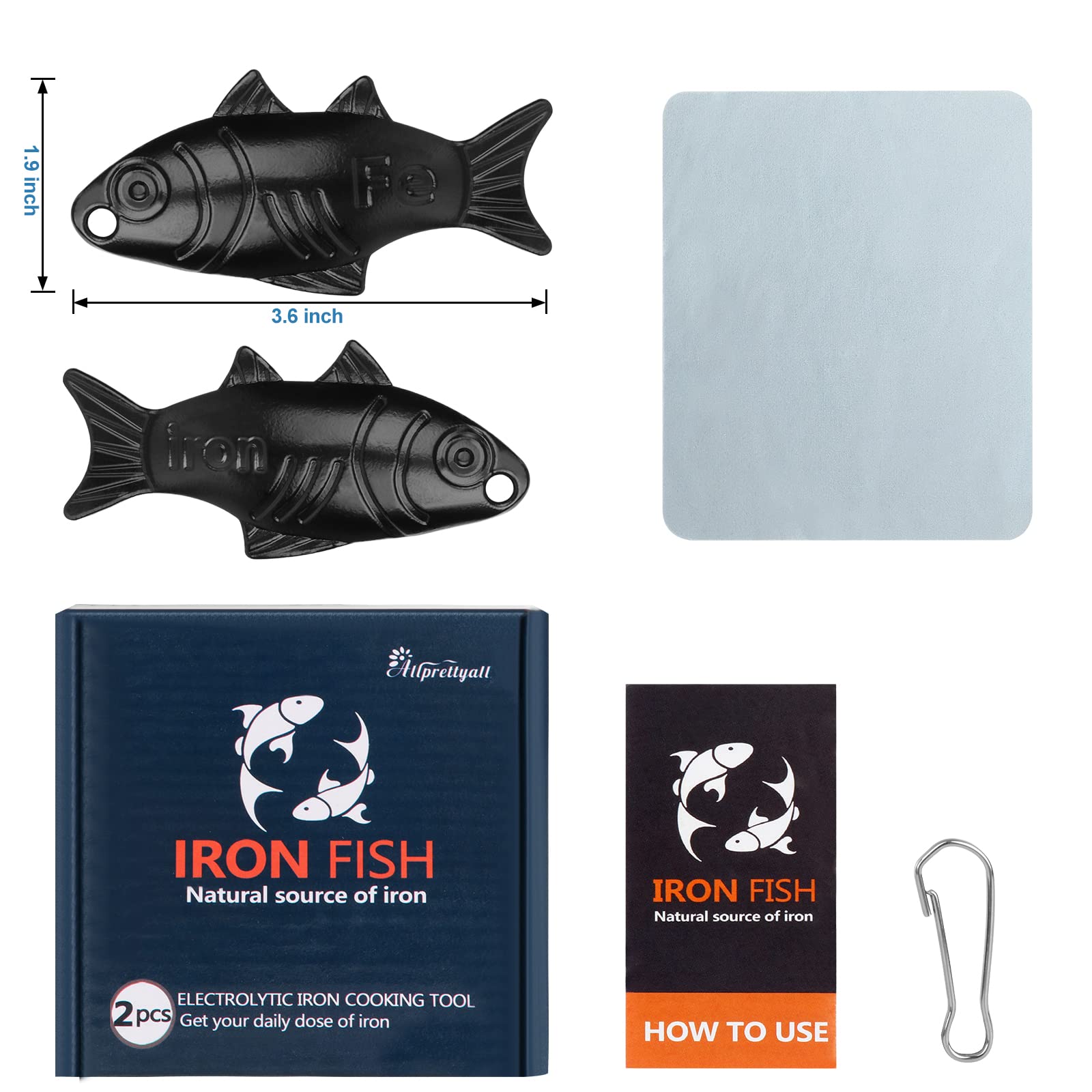 2 Pack Iron Fish - Natural Iron Supplement for Food & Water, Safe Cooking Iron Fish - Vegan, Athletes & Pregnancy Friendly - Perfect for Boosting Iron Intake in Soups, Rice & Tea