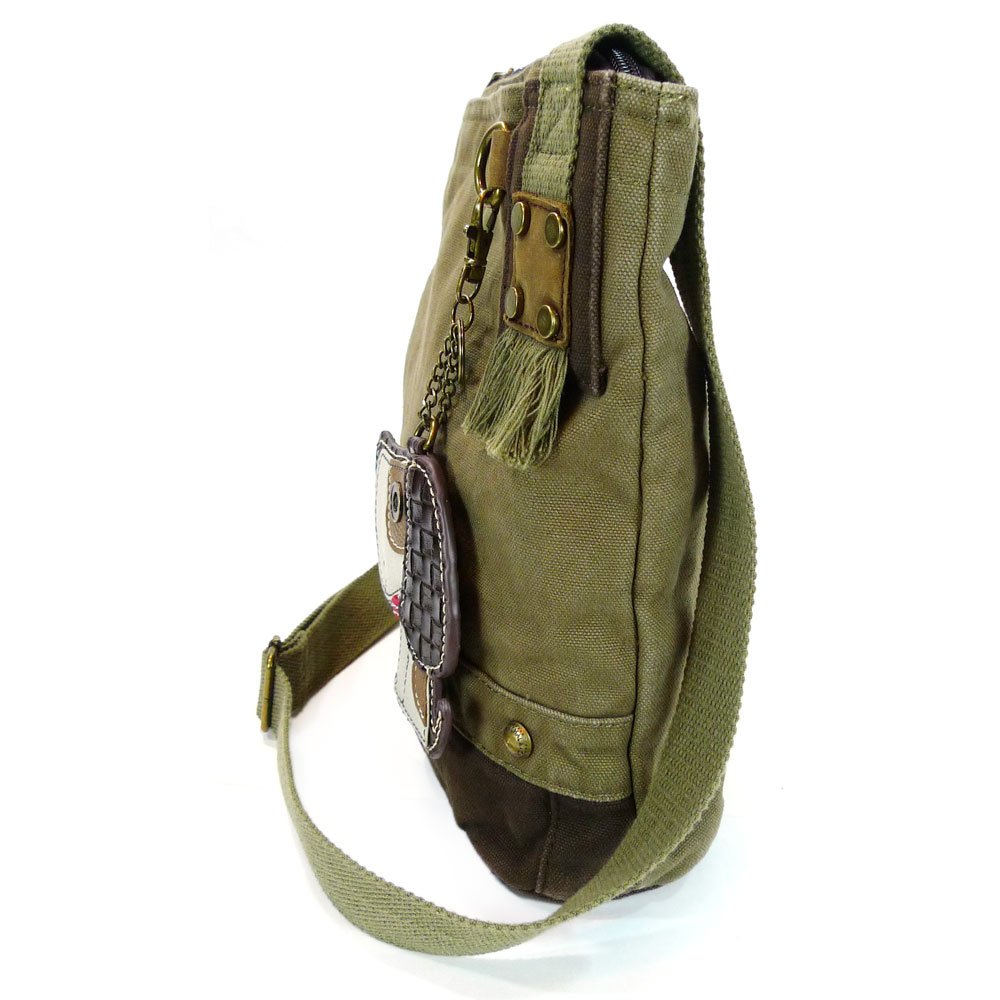 Chala Fox Patch Crossbody Canvas Handbag - Olive Green - Stylish & Durable for Women's Daily Use, Travel & Casual Outings