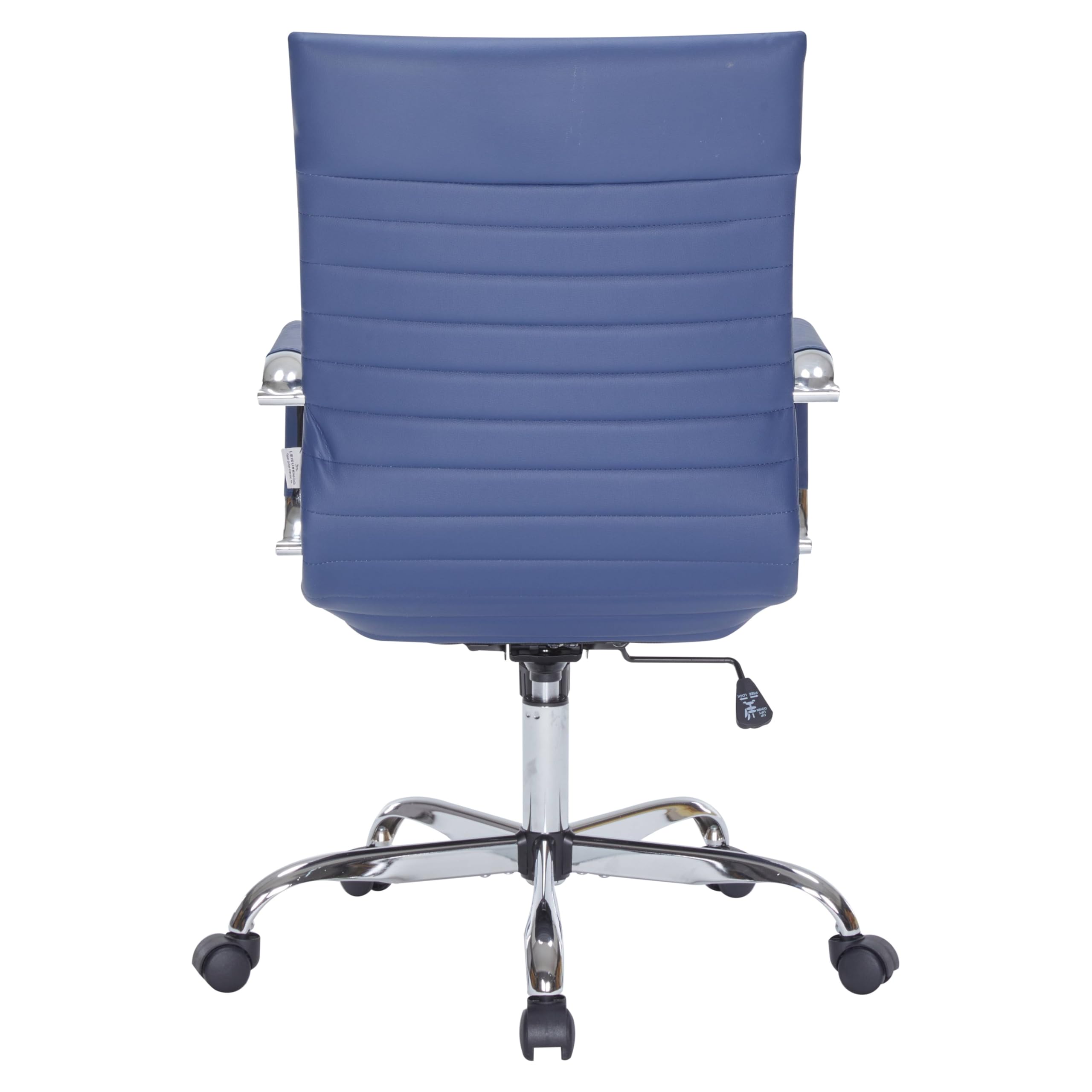 LeisureMod Harris Modern Adjustable Office Swivel Chair - Ergonomic High Back Leather Task Chair with Lumbar Support (Navy Blue) - Perfect for Home Office, Gaming & Workspace Comfort
