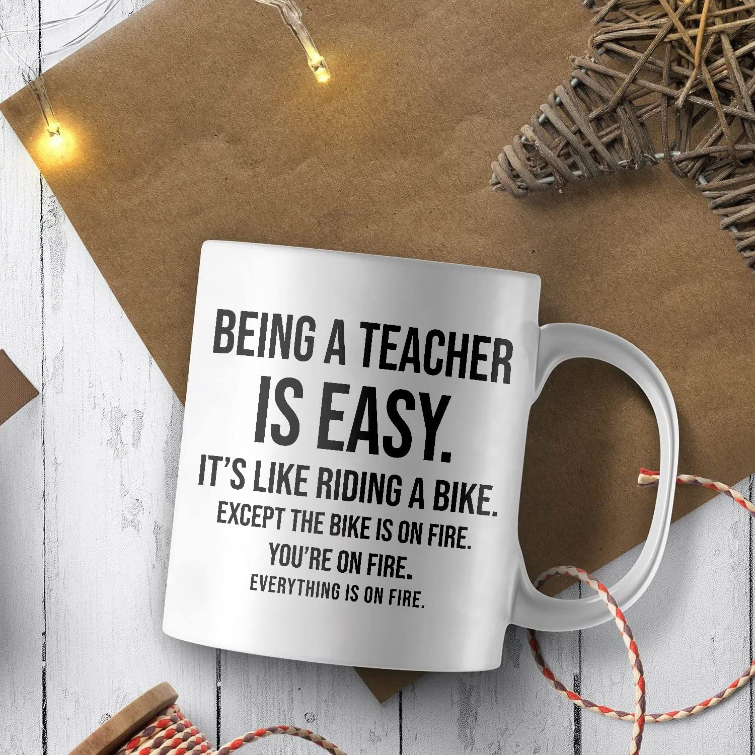 Funny Teacher Coffee Mug - 'Being a Teacher Is Easy' Humor Ceramic Cup (11oz/15oz) - Perfect Gag Gift for Educators, Back to School, Appreciation & Retirement - White Ceramic Mug for Classroom, Office & Home Use