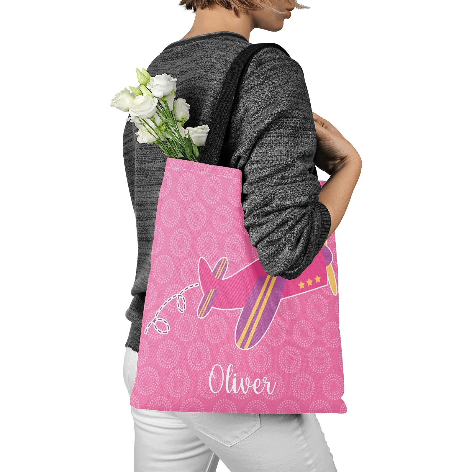 Custom Personalized Canvas Tote Bags for Women & Kids - Eco-Friendly Reusable Shopping Bags for Groceries, Beach, Travel & Daily Use