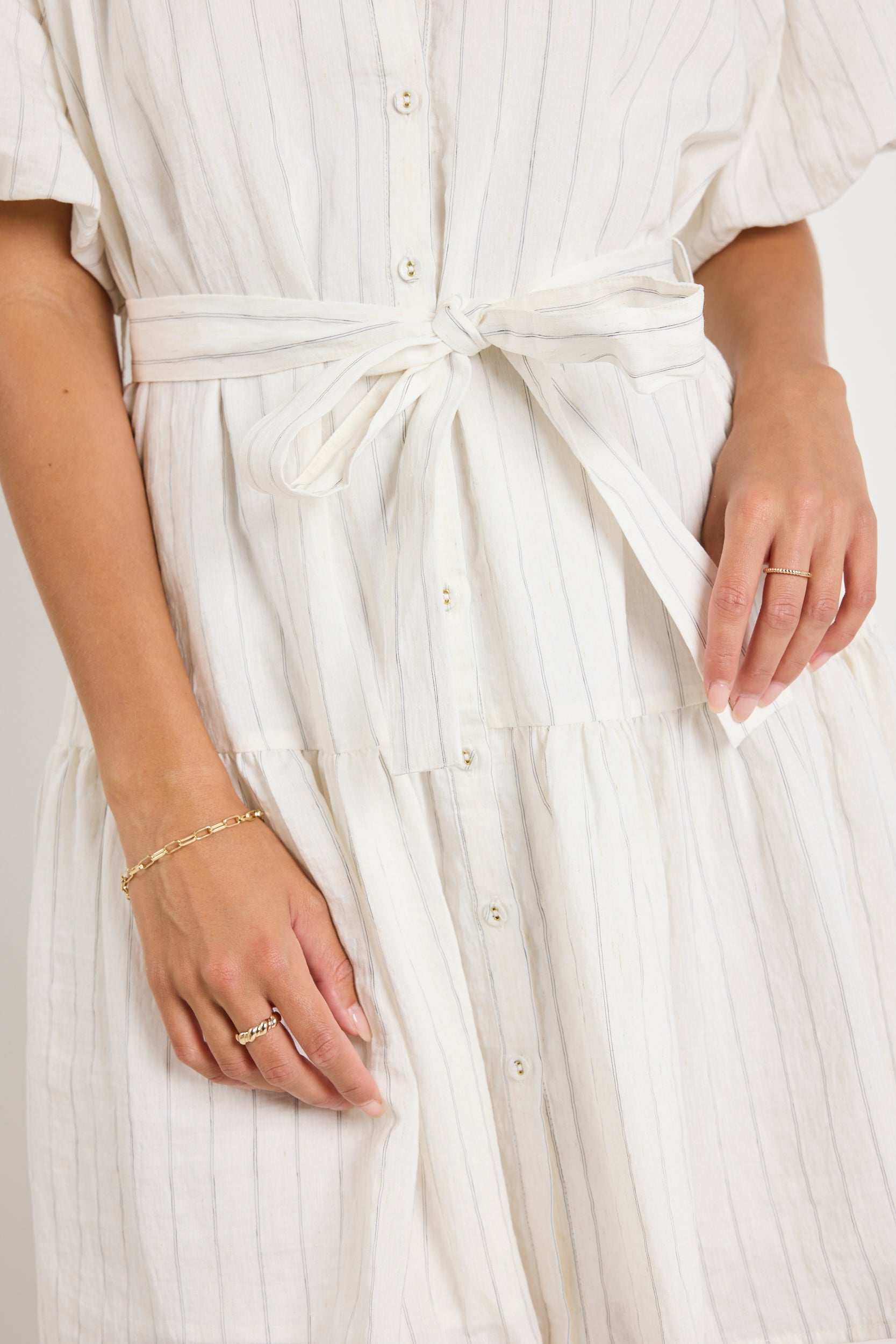 Delphi Ivory Stripe Drop Waist Belted Mini Dress for Women - Elegant Summer Party Cocktail Dress for Weddings, Dates & Special Occasions