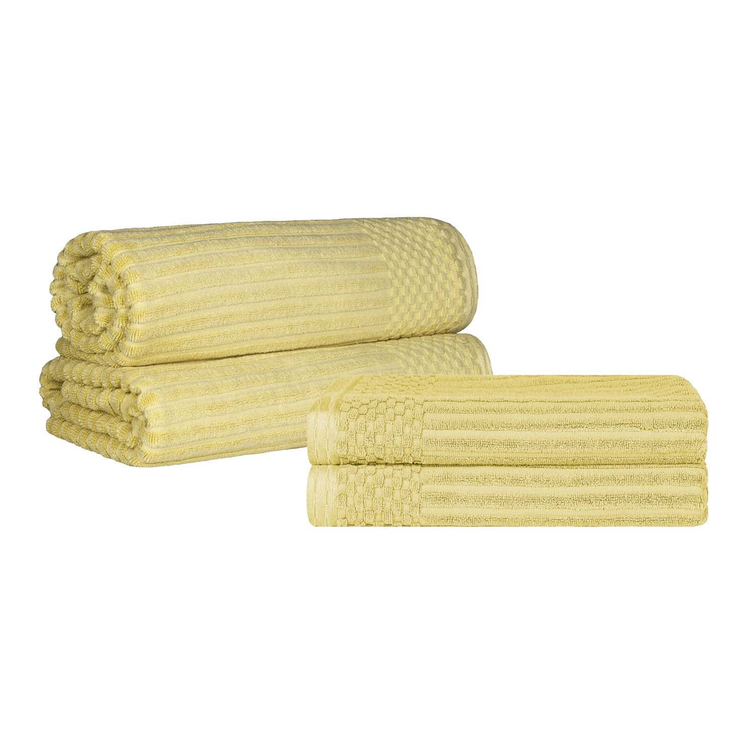 Premium Soho Ribbed Textured Cotton Bath Towel Set - Ultra Absorbent & Quick Dry - Luxury Spa & Bathroom Towels for Hotel, Home, Gym Use