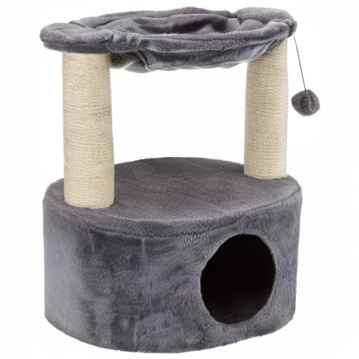 TRIXIE Baza Grande 24-inch Cat Tree with 2 Sisal Scratching Posts, Cat Condo & Hammock - Includes Dangling Cat Toy for Indoor Cats - Perfect for Play, Rest & Scratching in Home or Office