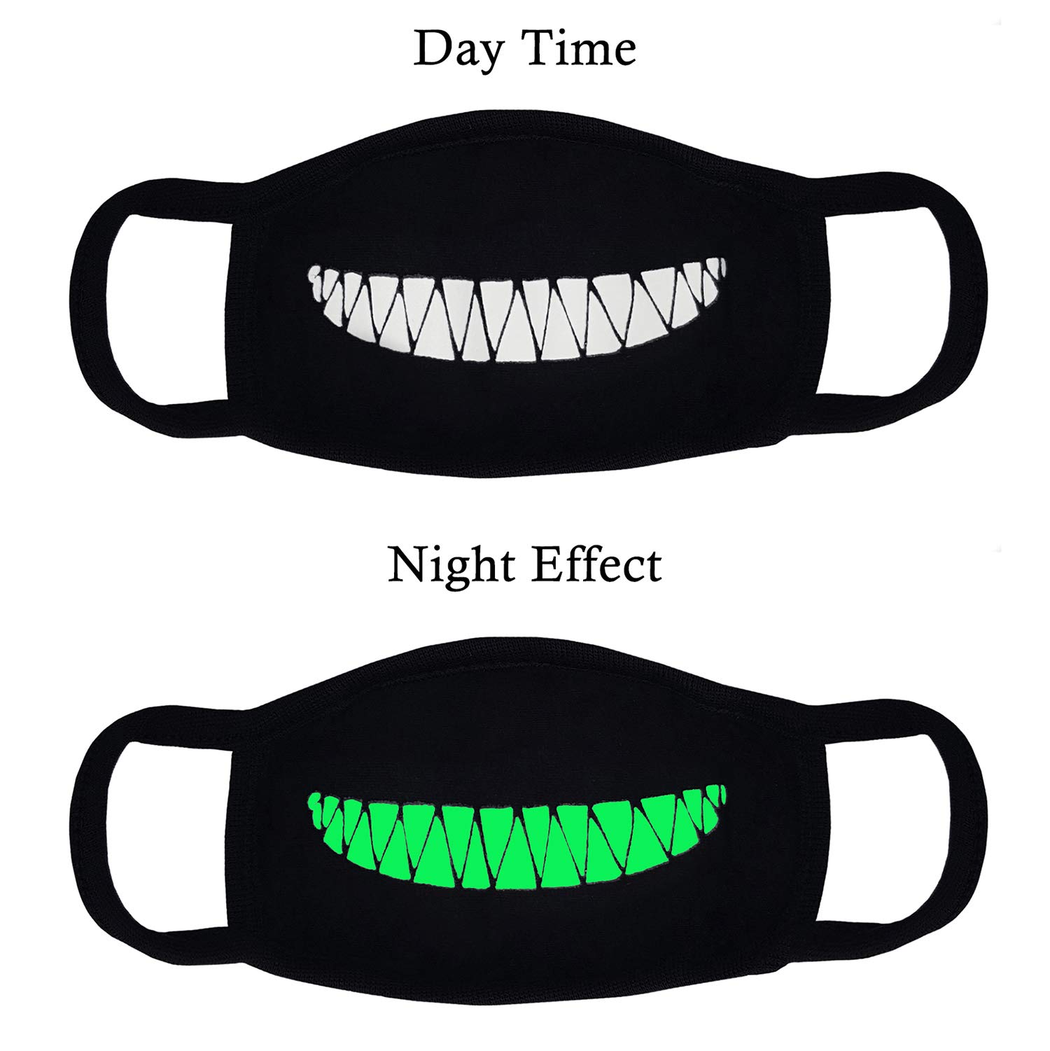 Vritraz Glow in the Dark Unisex Cotton Blend Anti-Dust Pollution Face Mask - Breathable Black Mouth Cover for Kids & Adults - Perfect for Outdoor Activities, Nighttime Safety & Allergy Protection
