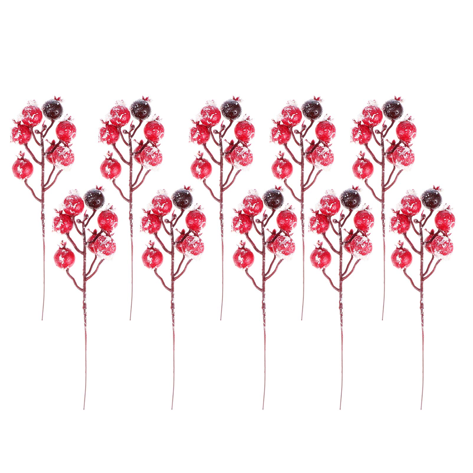 VOSAREA 10pcs Artificial Christmas Holly Red Berries Branches - Realistic Red Berry Stems for Holiday Decorations, Christmas Tree Ornaments, Wreath Making, Vase Fillers and DIY Crafts (Red) - Perfect for Festive Home Decor, Holiday Parties and Seasonal Centerpieces