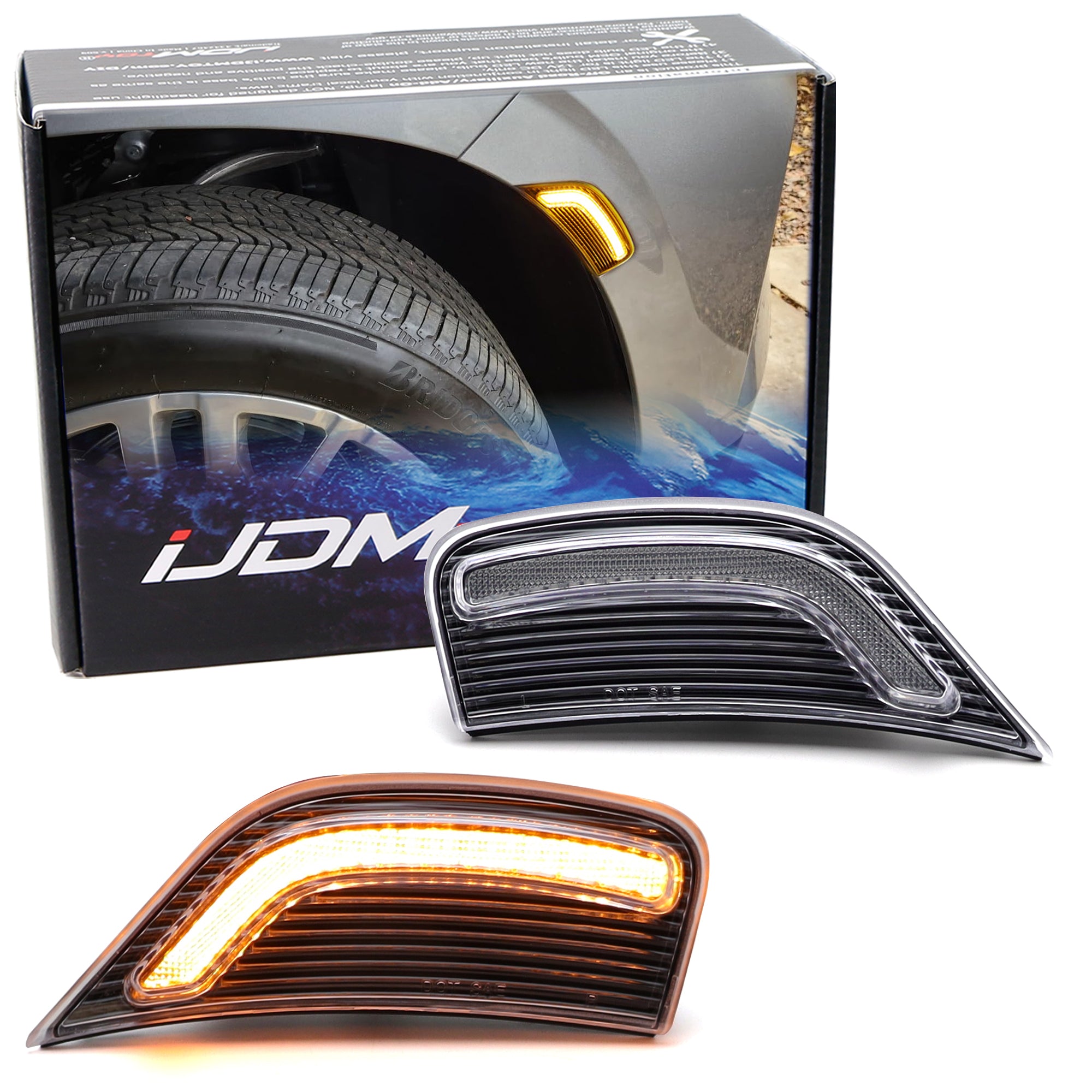 2021-2024 GMC Yukon Chevy Suburban Cadillac Escalade Clear Amber LED Front Side Marker Lights - Durable Replacement for Enhanced Visibility & Safety - Perfect for Night Driving, Off-Roading & Custom Vehicle Styling
