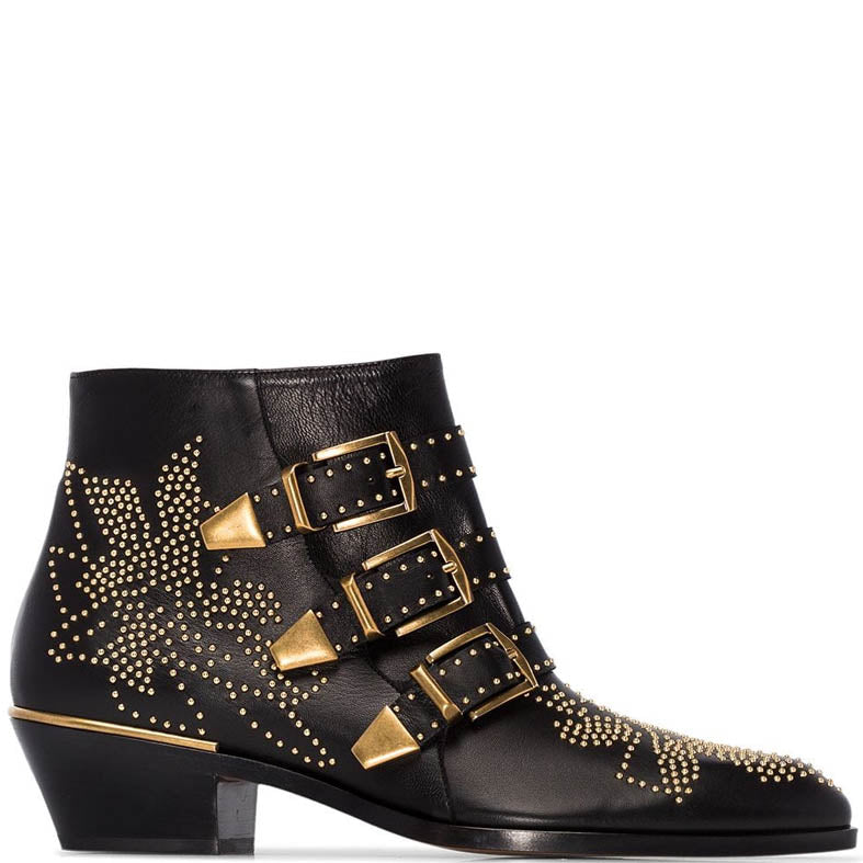 Susanna Women's Low Boots - Stylish Black & Gold Ankle Boots for Fall & Winter | Comfortable Casual & Dressy Footwear for Work, Parties & Everyday Wear