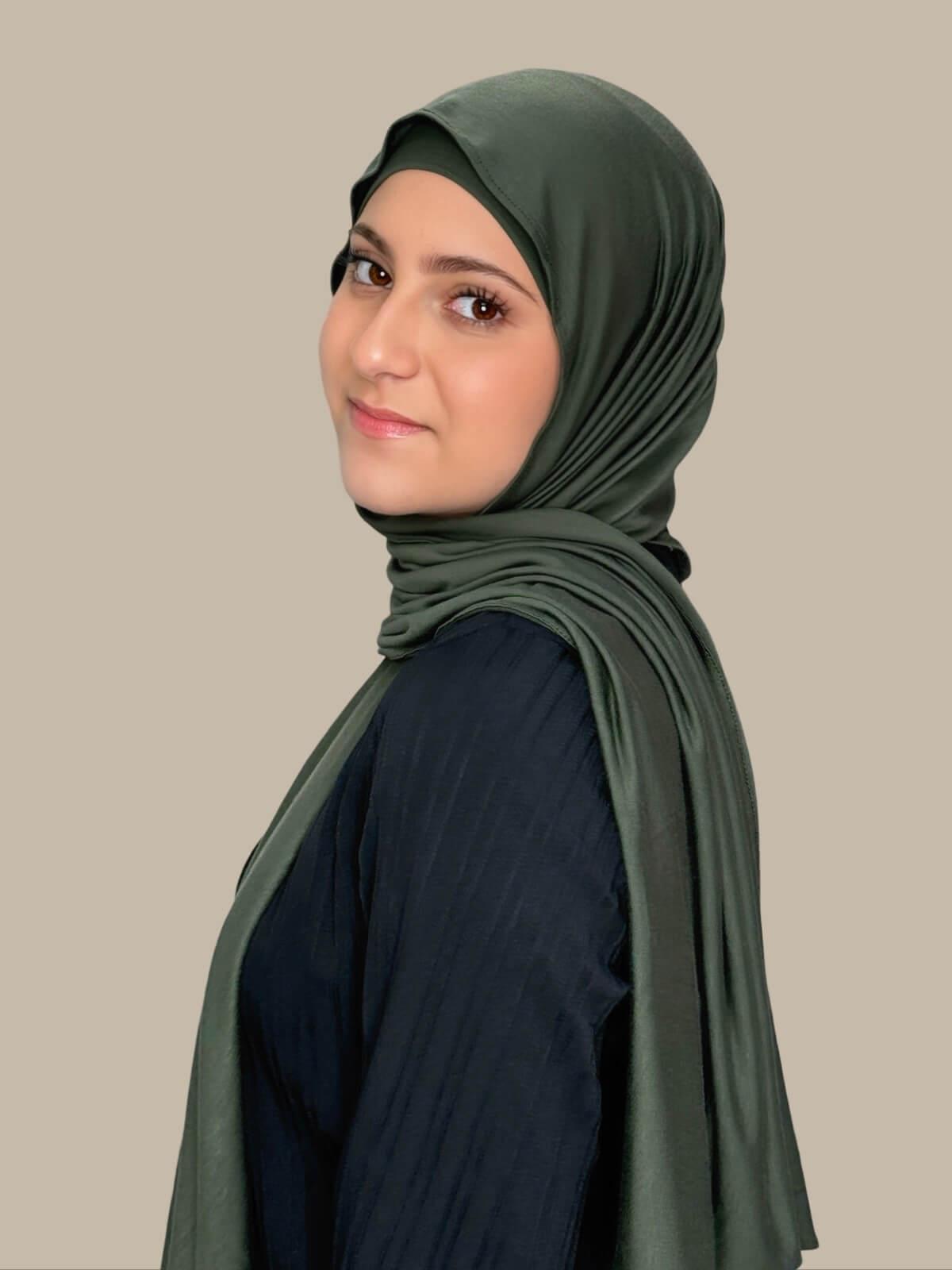 Stylish Modish Girl Premium Jersey Hijab in Army Green - Perfect for Everyday Wear, Work, and Special Occasions