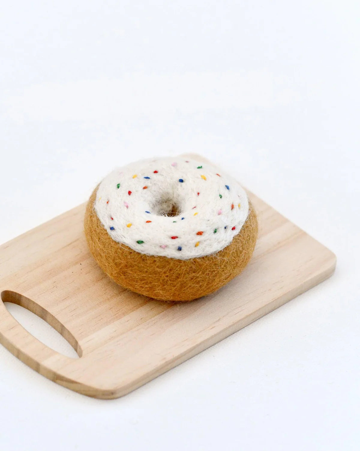 Classic Glazed Doughnut with Rainbow Sprinkles - Felt Play Food for Kids Pretend Play & Tea Party