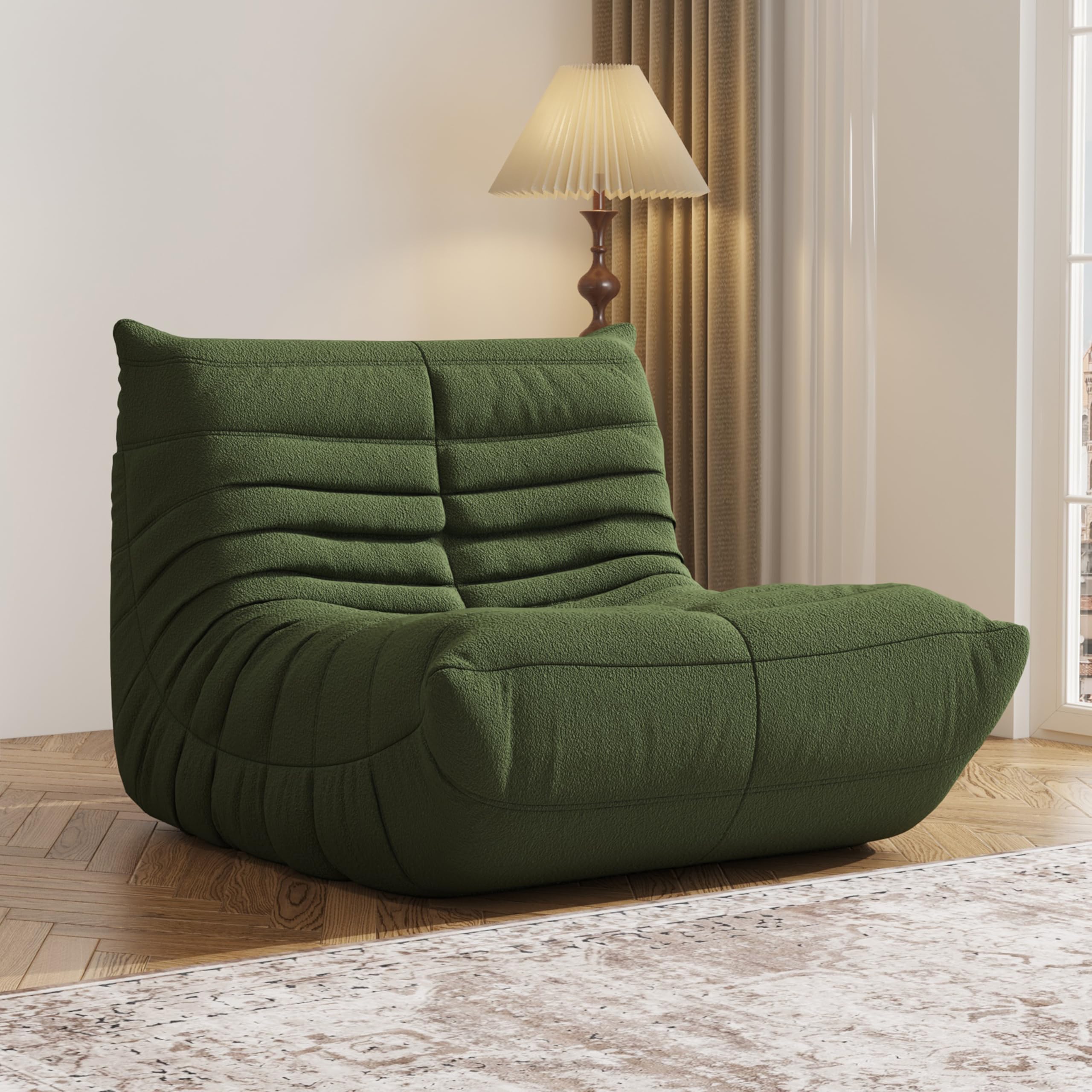 Comfortable Giant Bean Bag Chair for Adults - High Density Foam Fireside Lounger with Soft Teddy Velvet Fabric - Perfect for Living Room, Bedroom, Office & Apartment - Relaxing Floor Sofa for Reading, Gaming & Movie Nights