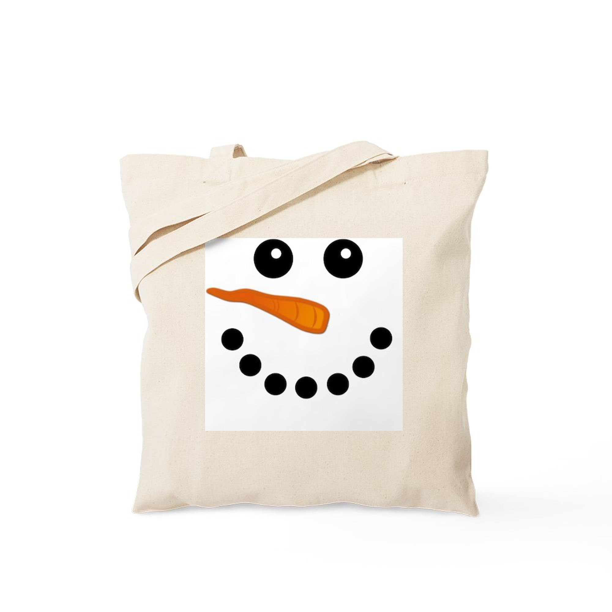 Snowman Face Tote Bag - Natural Canvas Reusable Shopping Bag for Groceries, Beach & Holiday Gifts | Eco-Friendly Christmas Tote