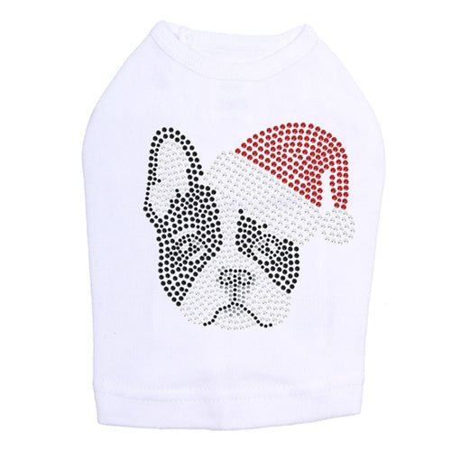 Boston Terrier Christmas Dog Tank Top with Santa Hat - Festive Holiday Pet Apparel for Dogs - Perfect for Christmas Photos & Holiday Parties