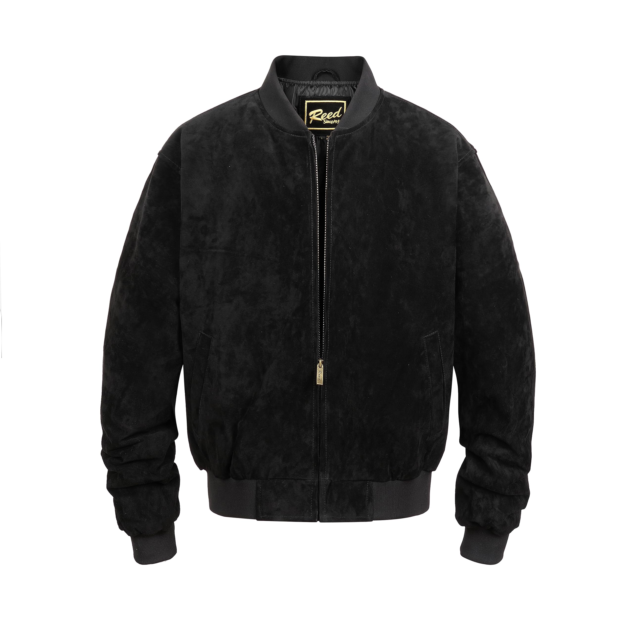 REED Men's Premium Suede Leather Baseball Jacket – Imported, Stylish & Durable for Casual Wear, Outdoor Events & Motorcycle Rides