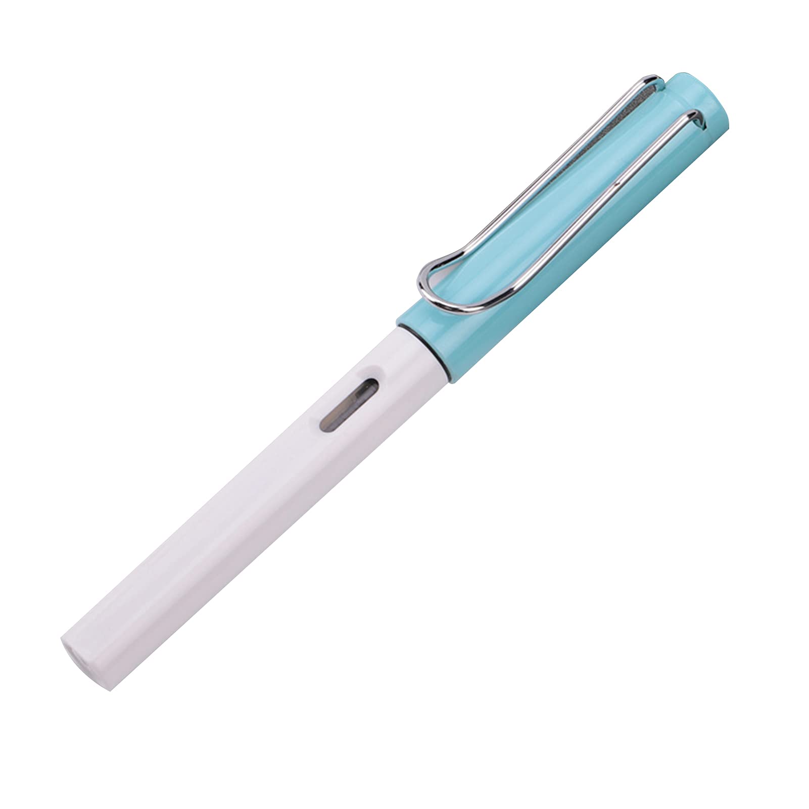 0.38mm Fine Tip Fountain Pen with Hollow Plastic Nib - Smooth Writing School Supplies for Students & Office Use - Sky Blue Ink Pen for Note Taking, Journaling & Calligraphy Practice