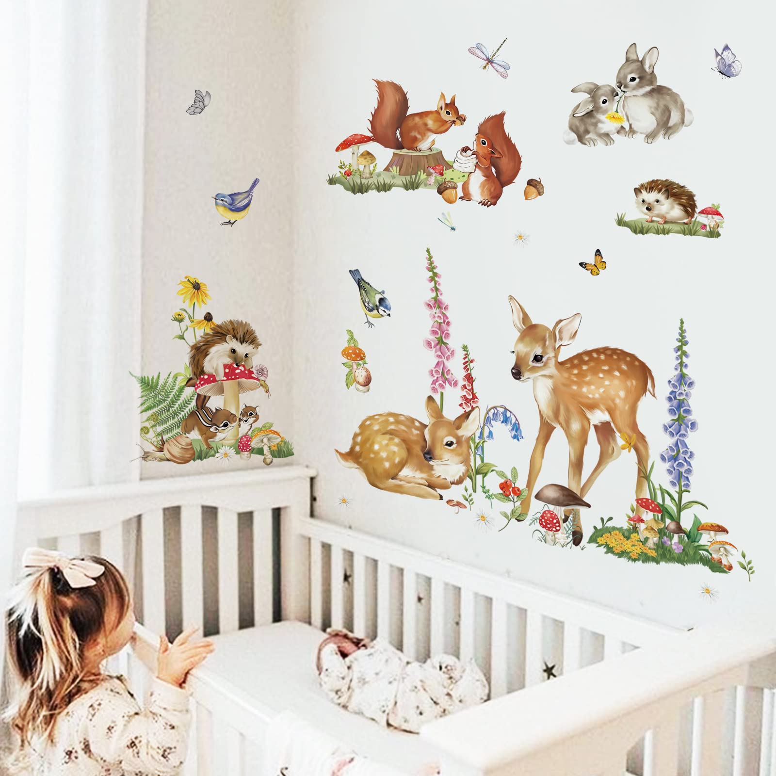 Woodland Animal Wall Decals - Deer, Rabbit & Squirrel Stickers for Kids Room & Nursery Decor | Easter, Baby Shower & Birthday Party Wall Art
