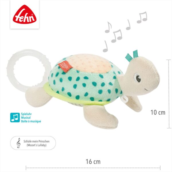 Fehn Mini Musical Turtle Toy - Cute Plush Turtle with Soothing Lullabies for Babies & Toddlers | Perfect for Nursery, Bedtime, and Early Childhood Development