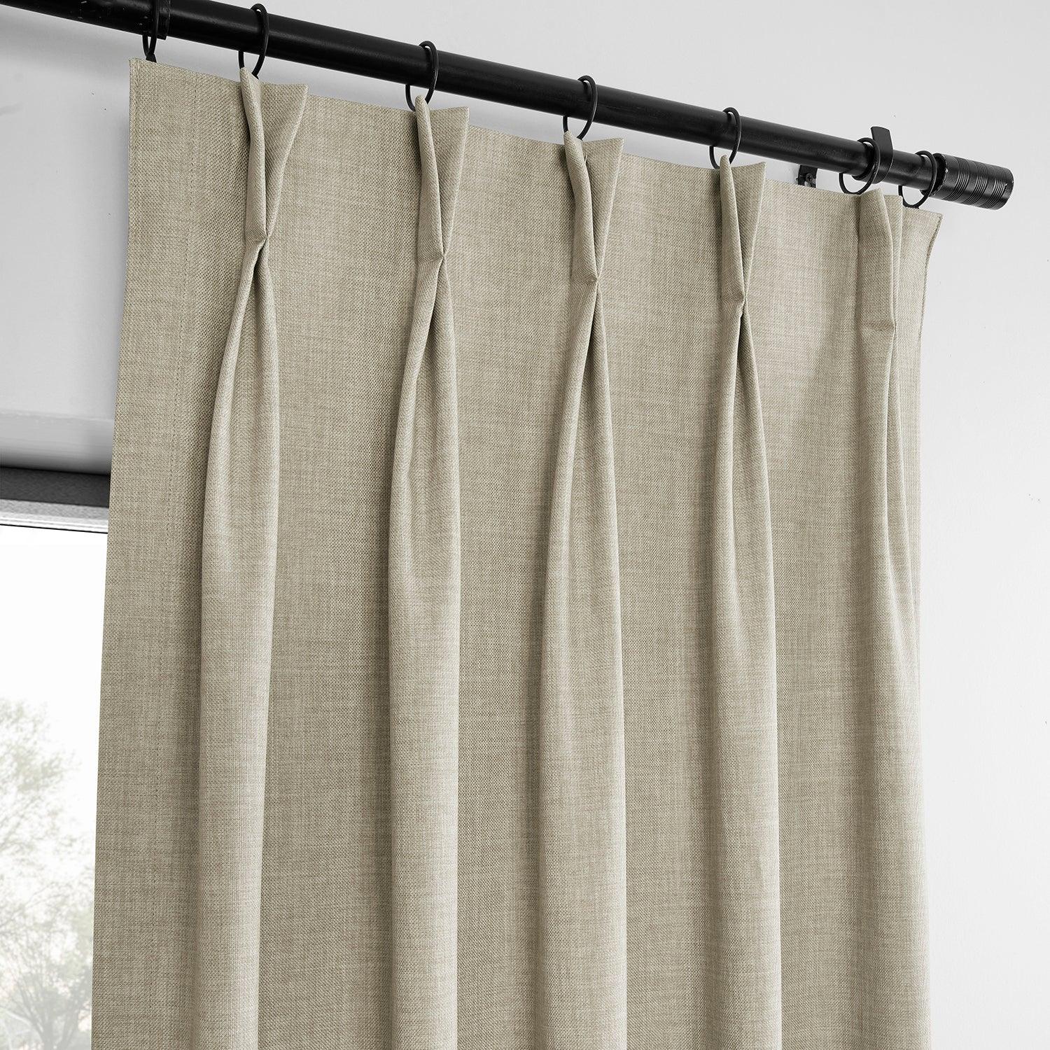 Light Beige French Pleat Blackout Curtains for Bedroom - Thermal Insulated Noise Reducing Linen Drapes - Hotel Style Window Treatments for Living Room & Nursery