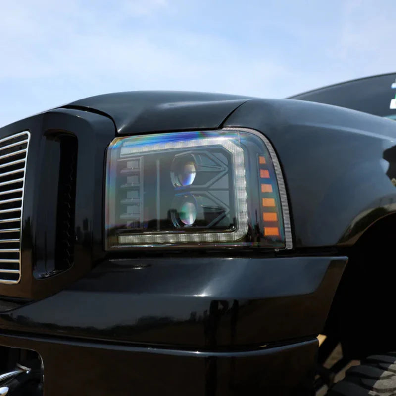 Alpharex Alphablack Multicolor Flow Series LED Headlights for 2005-2007 Ford Super Duty & Excursion - Upgrade Your Truck Lighting for Night Driving & Off-Road Adventures