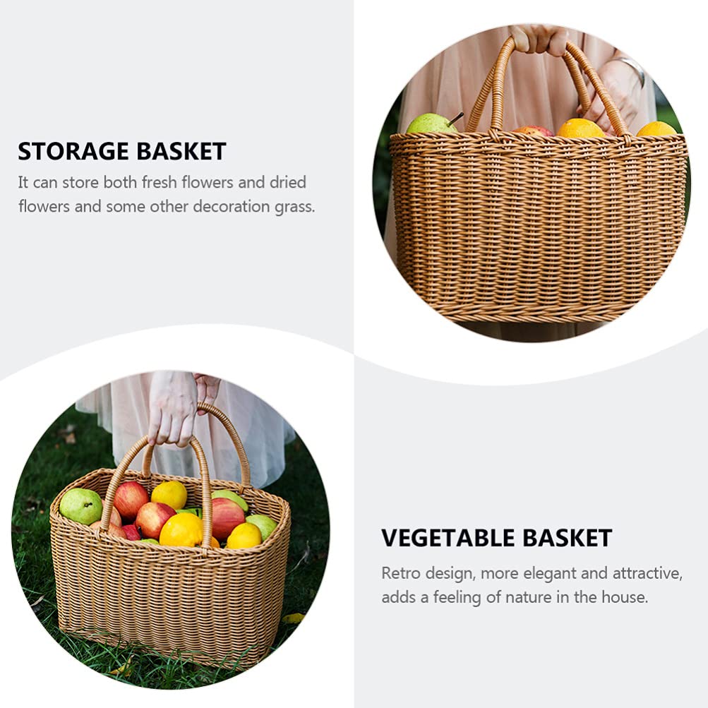 Stylish Woven Plastic Storage Baskets with Handles - Multipurpose Organizer for Groceries, Fruits, Vegetables & Toys - Perfect for Kitchen, Bathroom & Home Organization