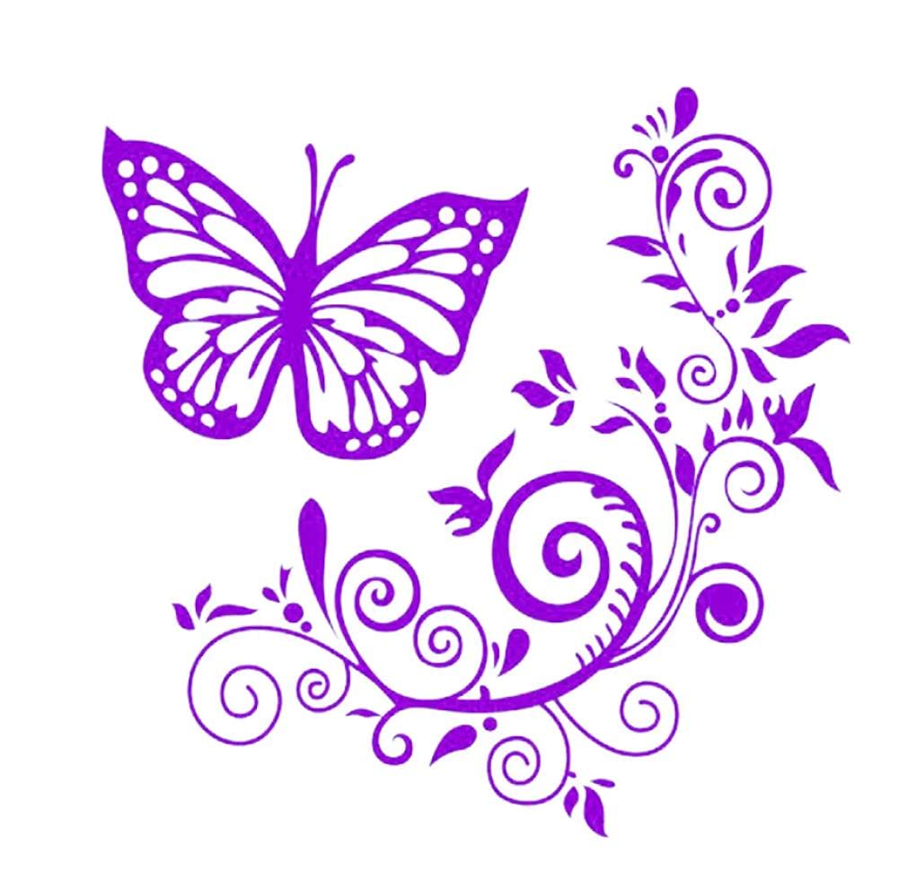 Funny Reflective Car Stickers and Decals - 29Cm Waterproof Butterfly Flower Design for Vehicle Customization - Perfect for Car Windows, Bumpers, and Laptops