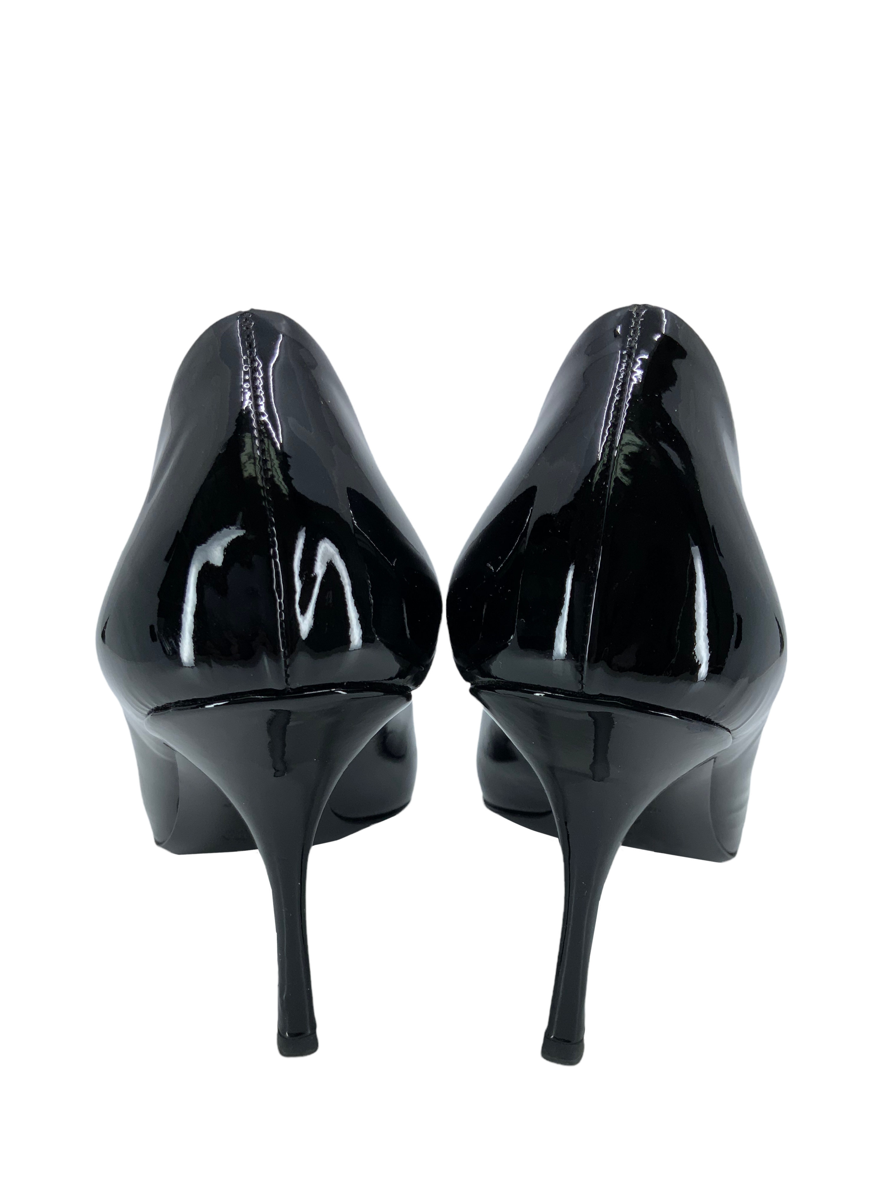 Prada Women's Patent Leather Peep Toe Pumps Size 10 - Elegant High Heels for Office, Party & Wedding Events