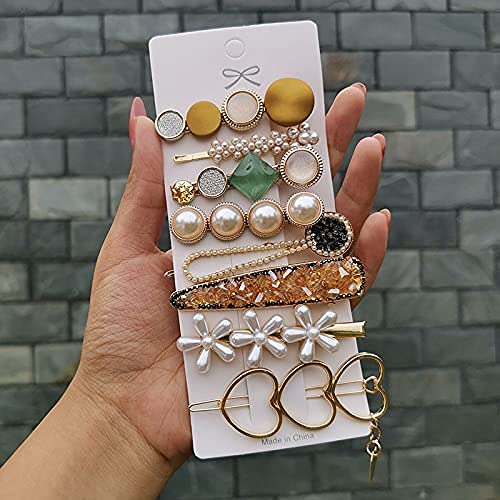 Sonpal Elegant Metal Hair Clips for Women - 8-Piece Geometric Hollow Hairpin Set with Pearl Accents | Korean-Style Barrettes & Hair Clamps | Perfect for Girls' Crown Hairstyles, Weddings & Daily Fashion Accessories