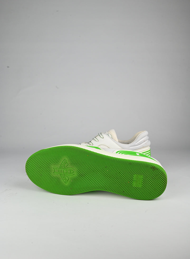 Gucci White and Green Basket Sneakers - Size 40 | Luxury Fashion Sneakers for Women, Streetwear & Casual Outfits