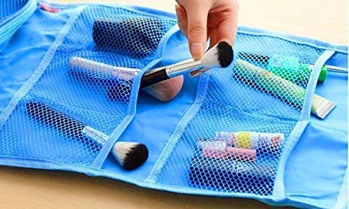 Kridix Foldable Hanging Travel Cosmetic Bag - Waterproof Makeup Organizer Case & Toiletry Pouch for Women | Perfect for Travel, Bathroom Storage & Wall Mount Dressing Kit - Multi-Purpose Utility Organizer