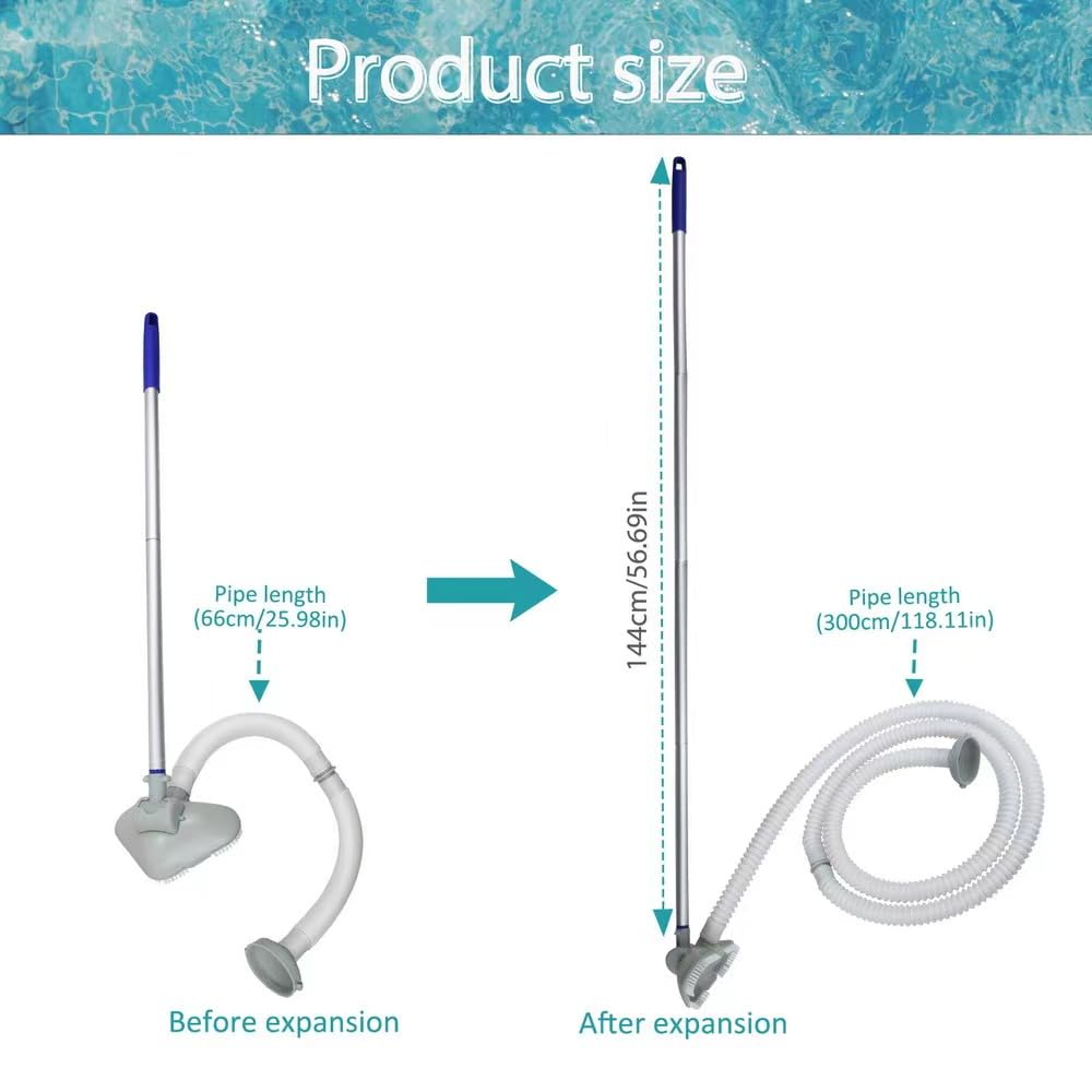 **Automatic Pool Vacuum Cleaner Kit with Hose & Head - Powerful Sand & Debris Removal for Hot Tubs, Spas & Small Pools - Easy Pool Maintenance Tool for Home & Backyard Use - Perfect for Cleaning Inground & Above Ground Pools, Swim Spas & Water Features - Ideal for Weekly Pool Cleaning & Seasonal Maintenance**