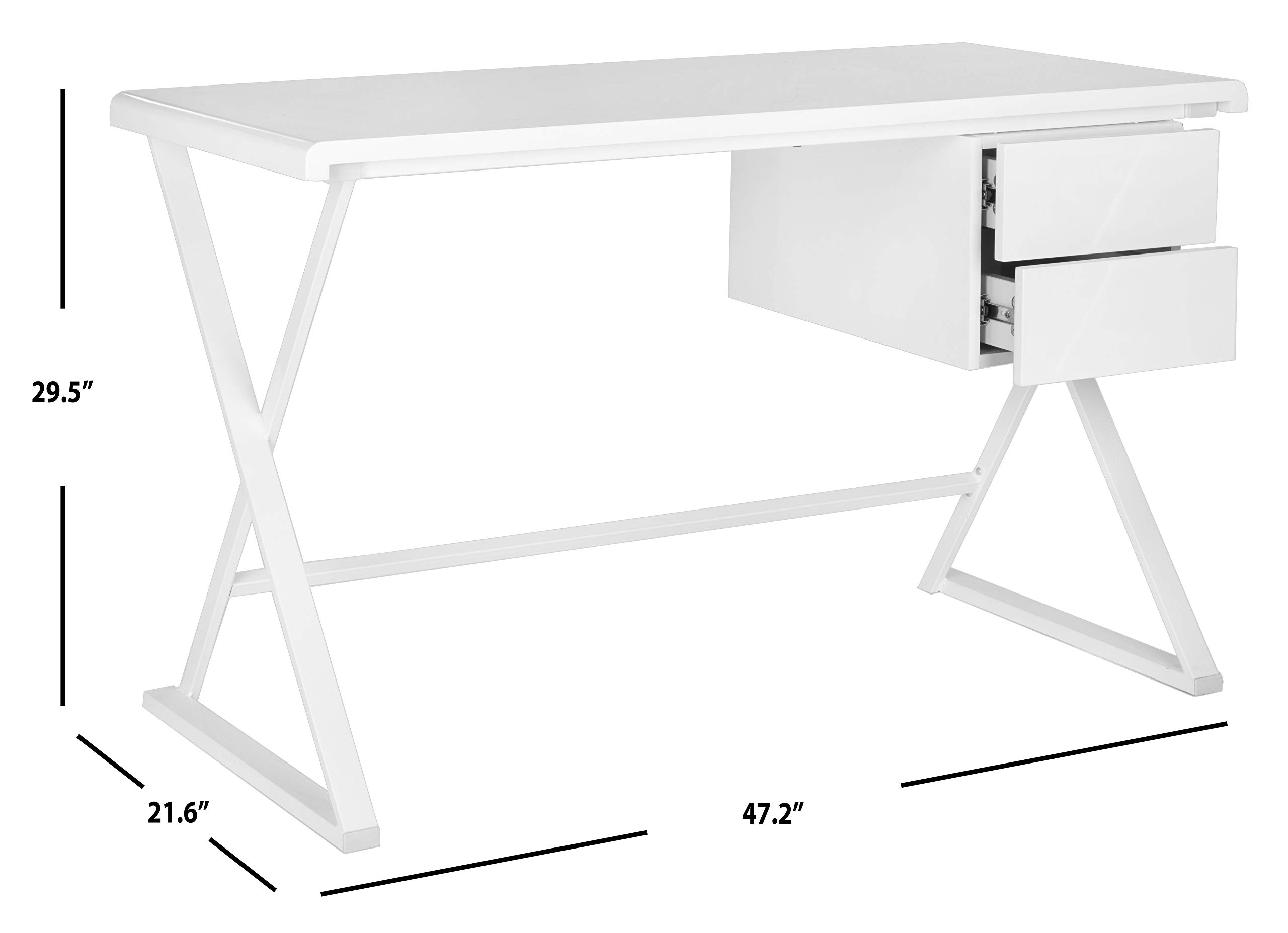 Safavieh Home Collection Watkins White Writing Desk - Modern Study Desk for Home Office, Small Spaces & Dorm Rooms