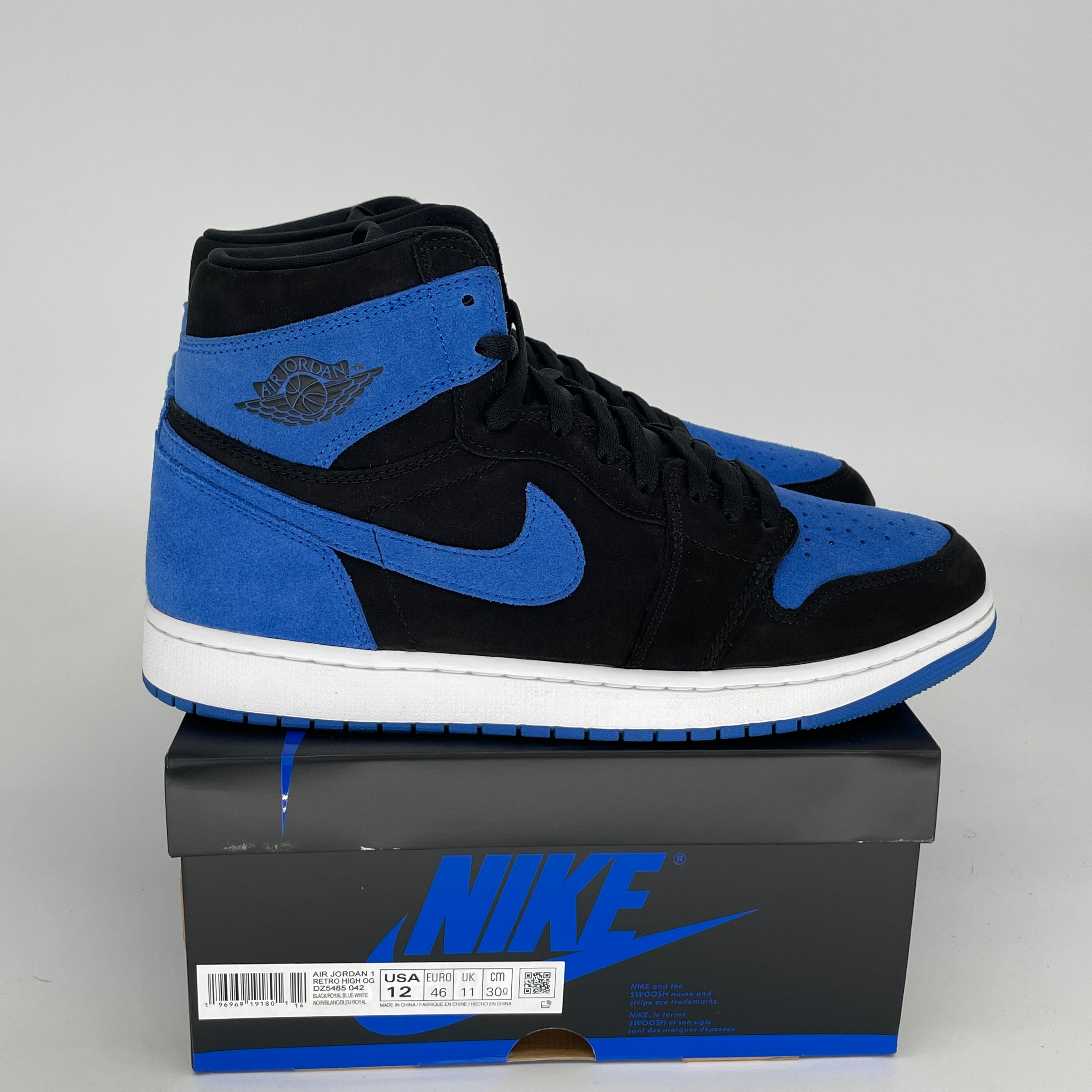 Air Jordan 1 Royal Reimagined Men's Basketball Shoes Size 12 (DZ5485-042) - Perfect for Streetwear & Sneaker Collectors