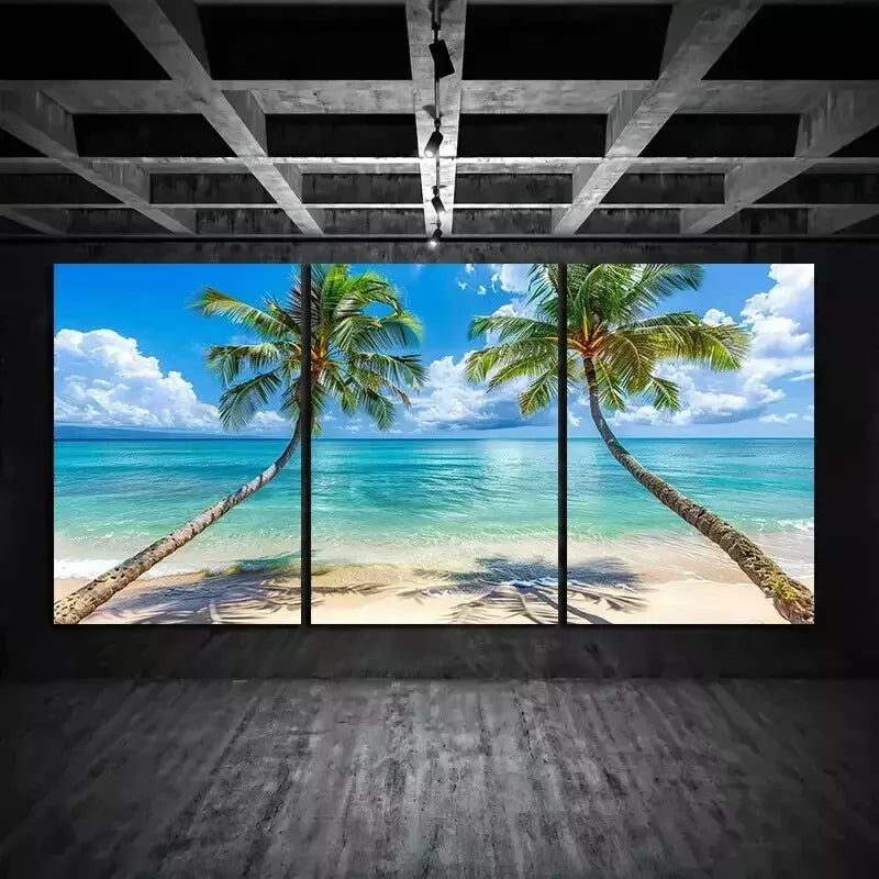 3-Piece Edge Into Clear Blue Water Exotic Beach Wall Art Set - Framed Canvas 50x70cm (20x28in) - High Quality Print - 100% Australian Made - Ready to Hang - Perfect for Living Room, Bedroom & Office Decor