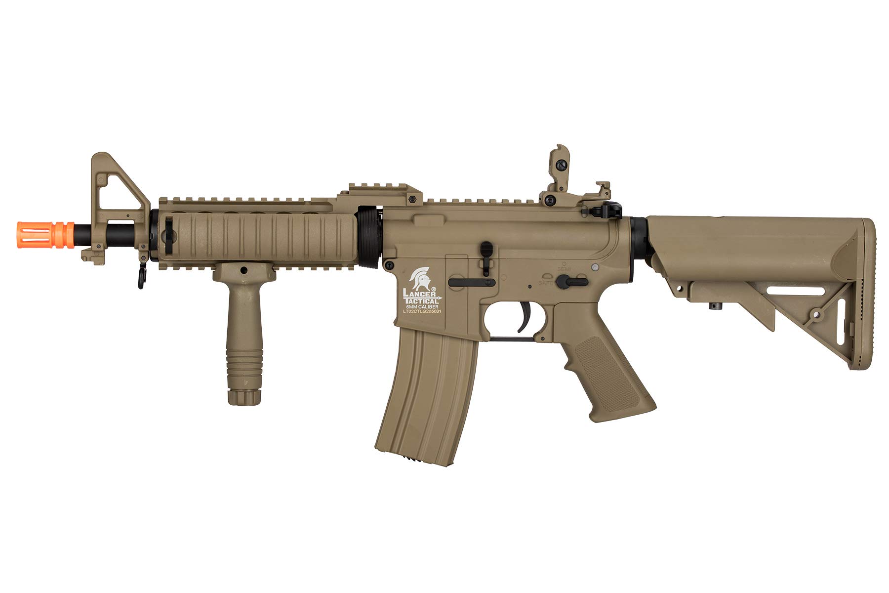 Lancer Tactical MK18 MOD 0 AEG Airsoft Rifle - High FPS, Nylon Polymer Construction, Tan Color - Perfect for Tactical Training, Airsoft Battles & Outdoor Shooting Games