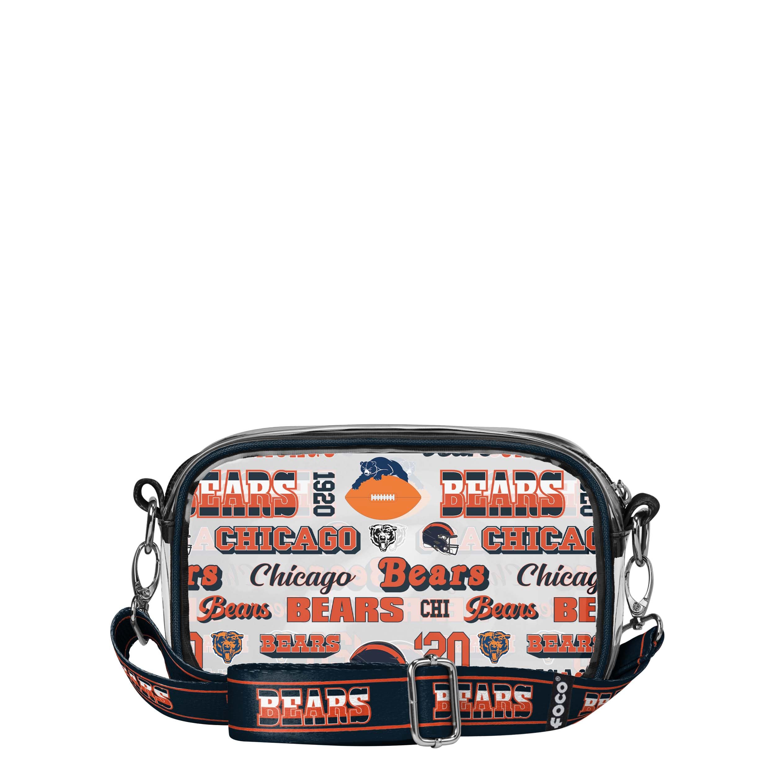 FOCO NFL Team Logo Retro Print Clear Crossbody Bag for Women & Men - Waterproof Game Day Purse for Football Fans, Stadium Essentials & Travel Accessories