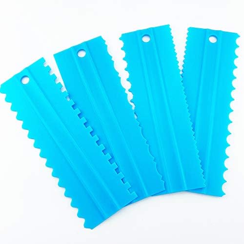 9-Piece Cake Scraper Set - Professional Cake Decorating Comb & Icing Smoother for Baking - Plastic Cake Edge Decorator, Baking Mold DIY Tool (Blue) - Perfect for Birthday Cakes, Wedding Cakes & Home Baking Projects