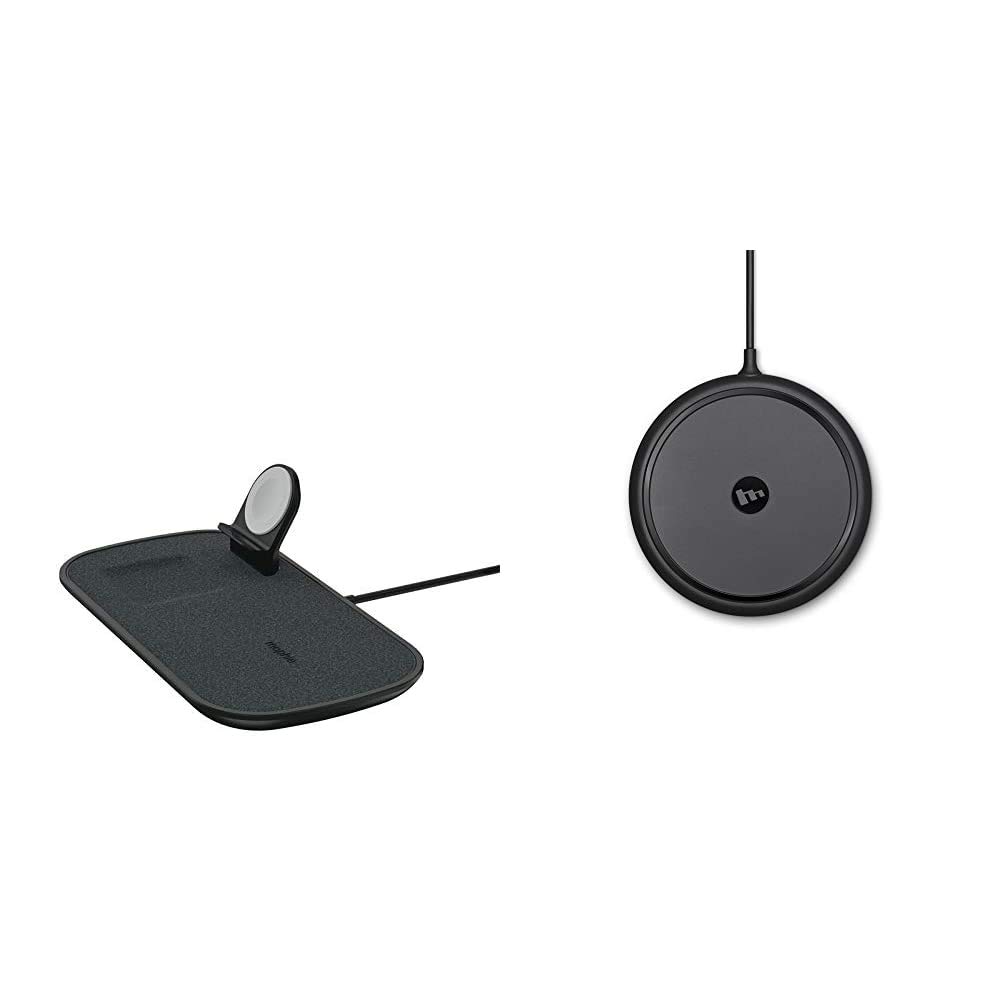 mophie 3-in-1 Wireless Charging Station - Fast Qi Charger for iPhone 15/14/13, AirPods & Apple Watch - 7.5W Apple-Optimized Wireless Charging Pad (Black) - Perfect for Bedside, Office & Travel Use