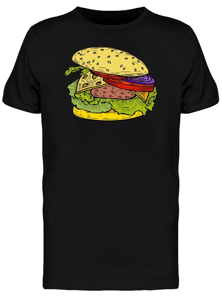 Vibrant Hand-Drawn Burger Graphic T-Shirt for Men - Casual Wear, Street Style & Food Lover Fashion