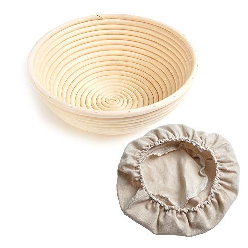 Valink 1-Piece Round Rattan Bread Proofing Basket - 22x8.5cm (8.7x3.3in) - Perfect for 500g Dough - Ideal for Sourdough, Artisan Bread Baking & Homemade Bread Making