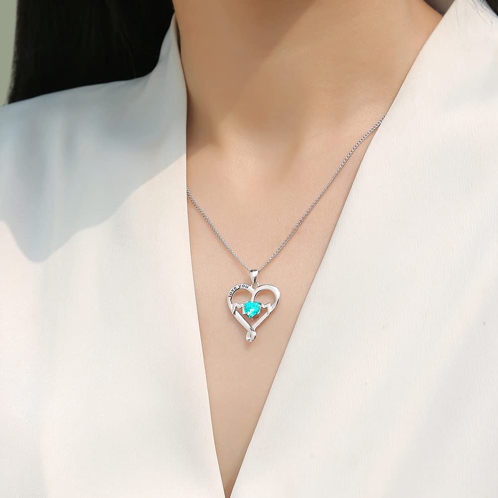 Mom Necklace Gifts - Sterling Silver Heart & Infinity Pendant Jewelry for Mother's Day, Birthday - I Love You Mom Necklace for Women, Daughter - Perfect for Everyday Wear & Special Occasions