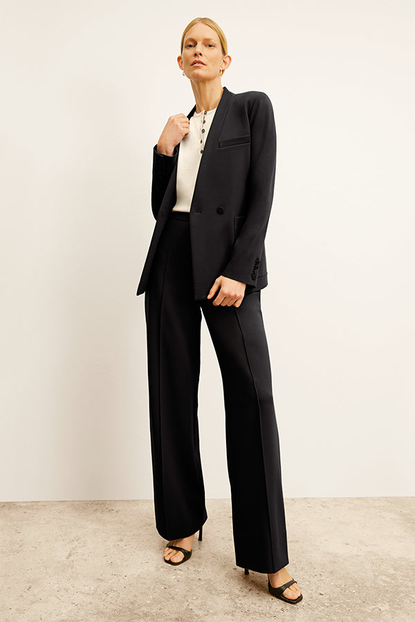Jordan Wide Leg Pants for Women - Stretchy Butter Ponte Fabric in Black | Casual & Office Wear