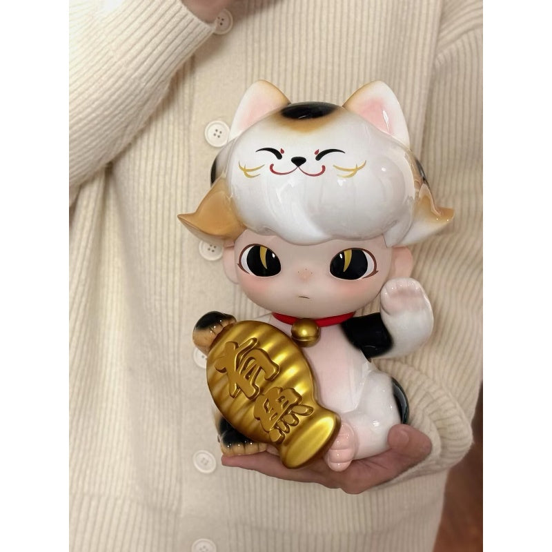 DIMOO Maneki Neko Fortune Cat Limited Edition Collectible Figurine - Lucky Charm for Home, Office & Gift Giving