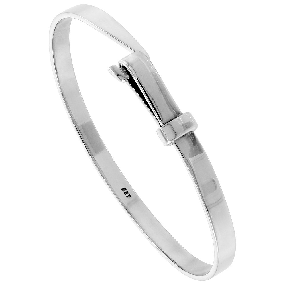 Sterling Silver Hook and Eye Bracelet for Women - Handmade High Polished 5mm (3/16 inch) Wide Adjustable Bracelet - Perfect for Everyday Wear, Gifts & Special Occasions